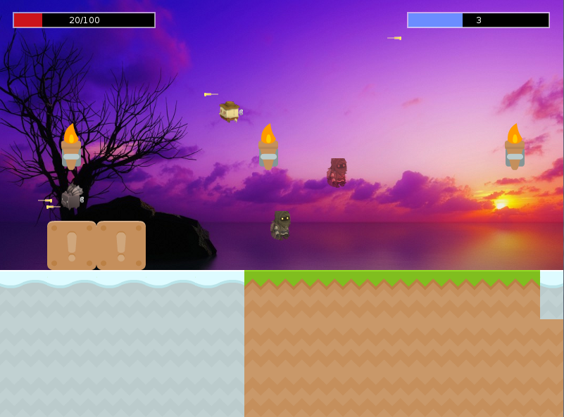Platforming game with multiple time lagged copies of the main character