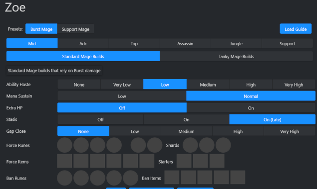 Zoe Build Calculator